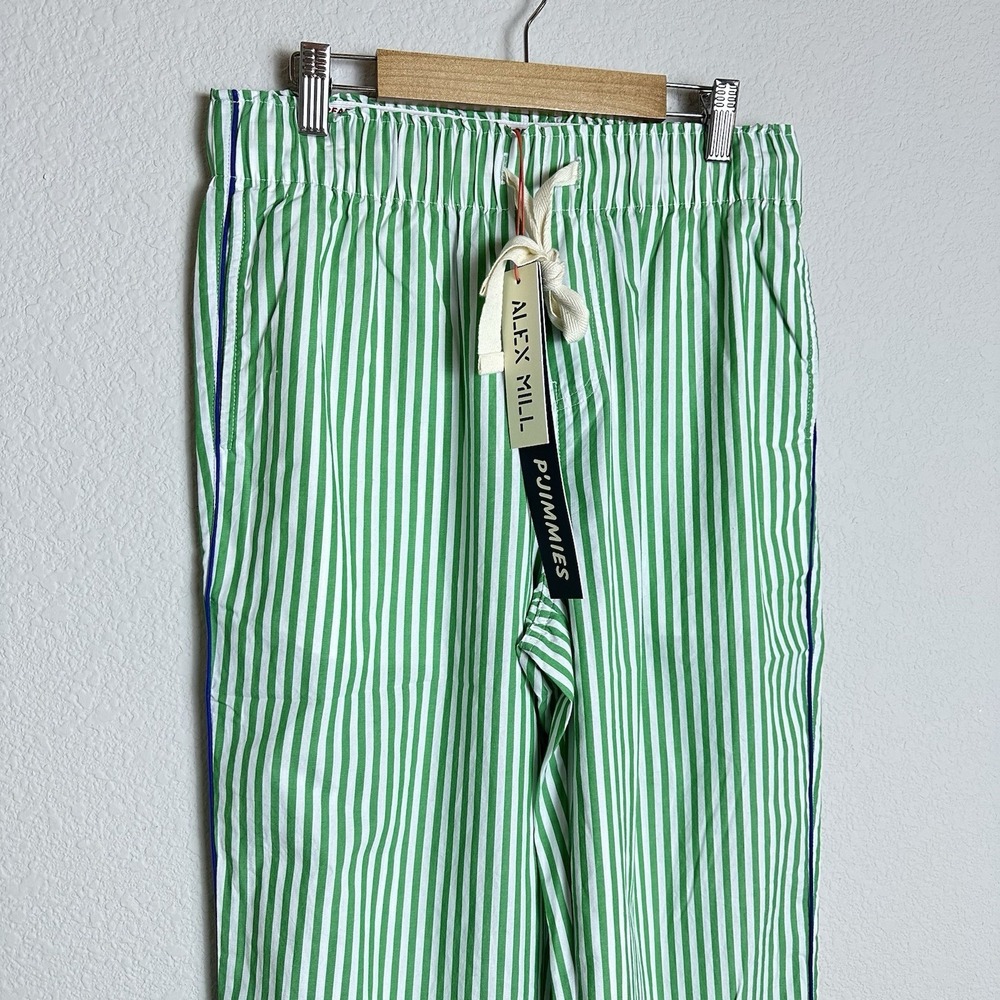 NEW P'Jimmies By Alex Mill Sleep Pant in Dream Striped Sz XS Green White Cotton - Picture 4 of 9